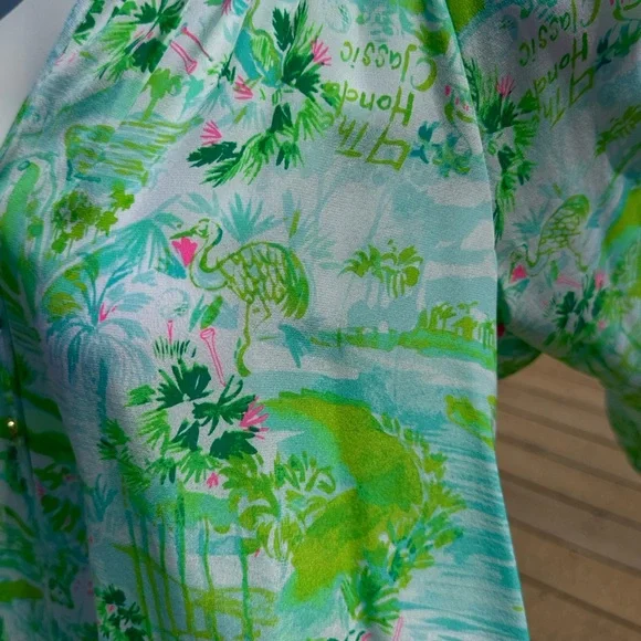 Honda Classic Gold Lilly Pulitzer Tropical Green and Blue Blouse - Picture 8 of 11